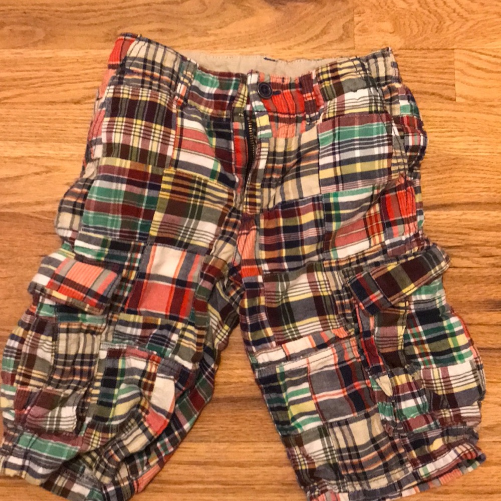 Boys’ madras cargo shorts. Gap Kids